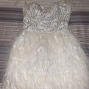 Strapless White & Silver Cocktail Dress